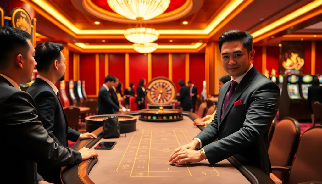 Excited players engaging at the bk8thai ทางเข้า, showcasing a premium online gambling experience.