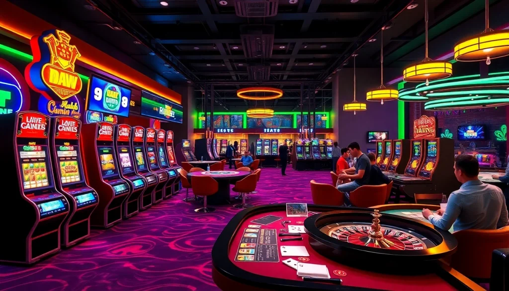 Engage with situs bangsawan88's thrilling online gaming experience featuring vibrant slot machines and poker tables.