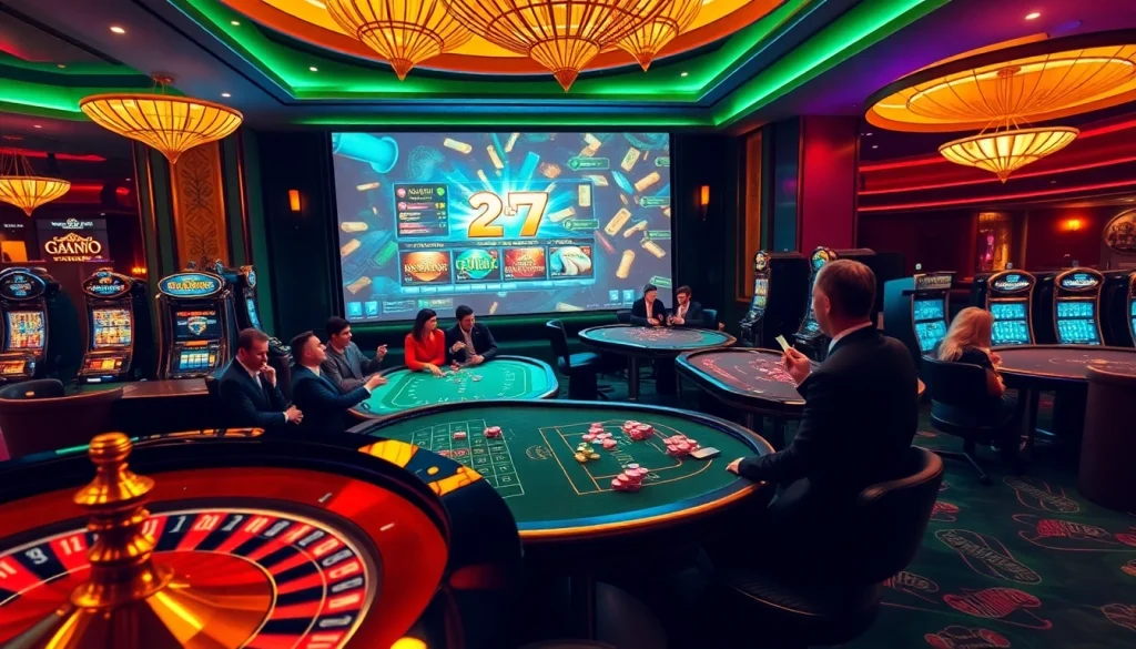 Découvrez l'excitation d'un casino fiable en ligne avec des joueurs aux tables de roulette et de poker.