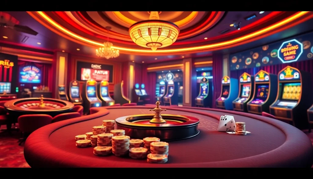 Découvrez l'excitation du meilleur casino en ligne France avec une élégante scène de jeu virtuel mettant en vedette la roulette et le poker.