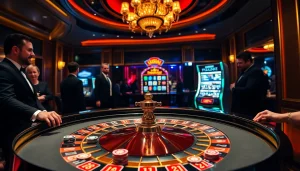 Un jeu de roulette vibrant dans un cadre prestigieux de casino en ligne français, mettant en avant un gameplay palpitant et une atmosphère sophistiquée.